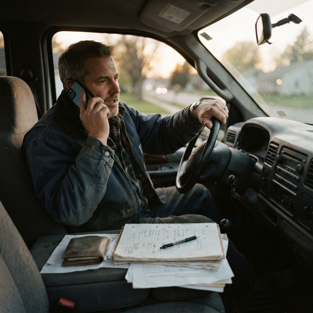 A service business owner reviewing a structured follow-up schedule for outstanding quotes